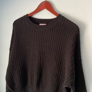 Pink Lily Black Knit Textured Slouchy Sweater Size XS